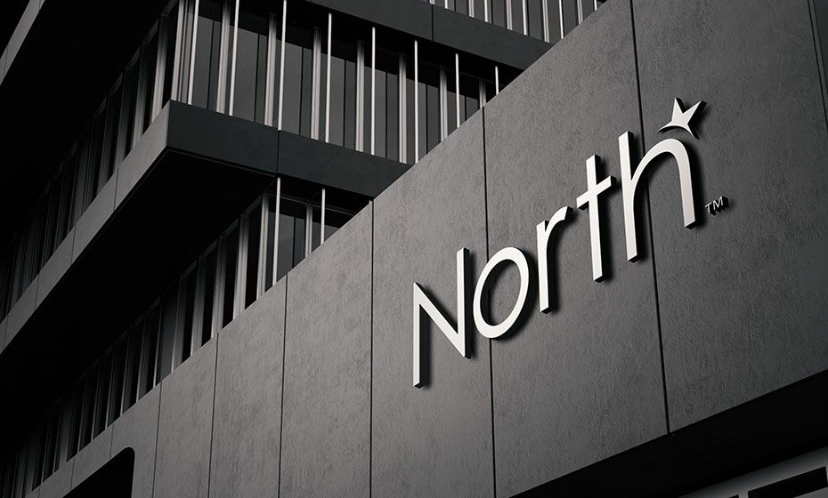 The North signage on the outside of an office building