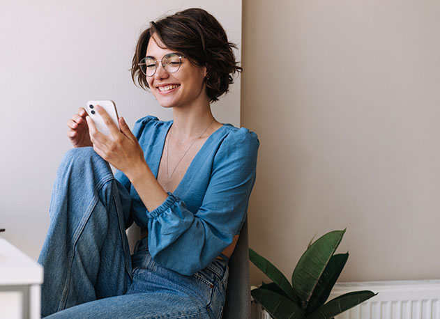 A woman looking at her customized receipts from her dating app powered by North POS systems